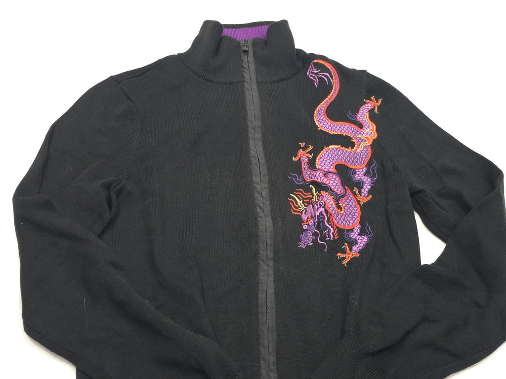 Sueter Ralph Lauren Active De Mujer Negro Con Morado Grande