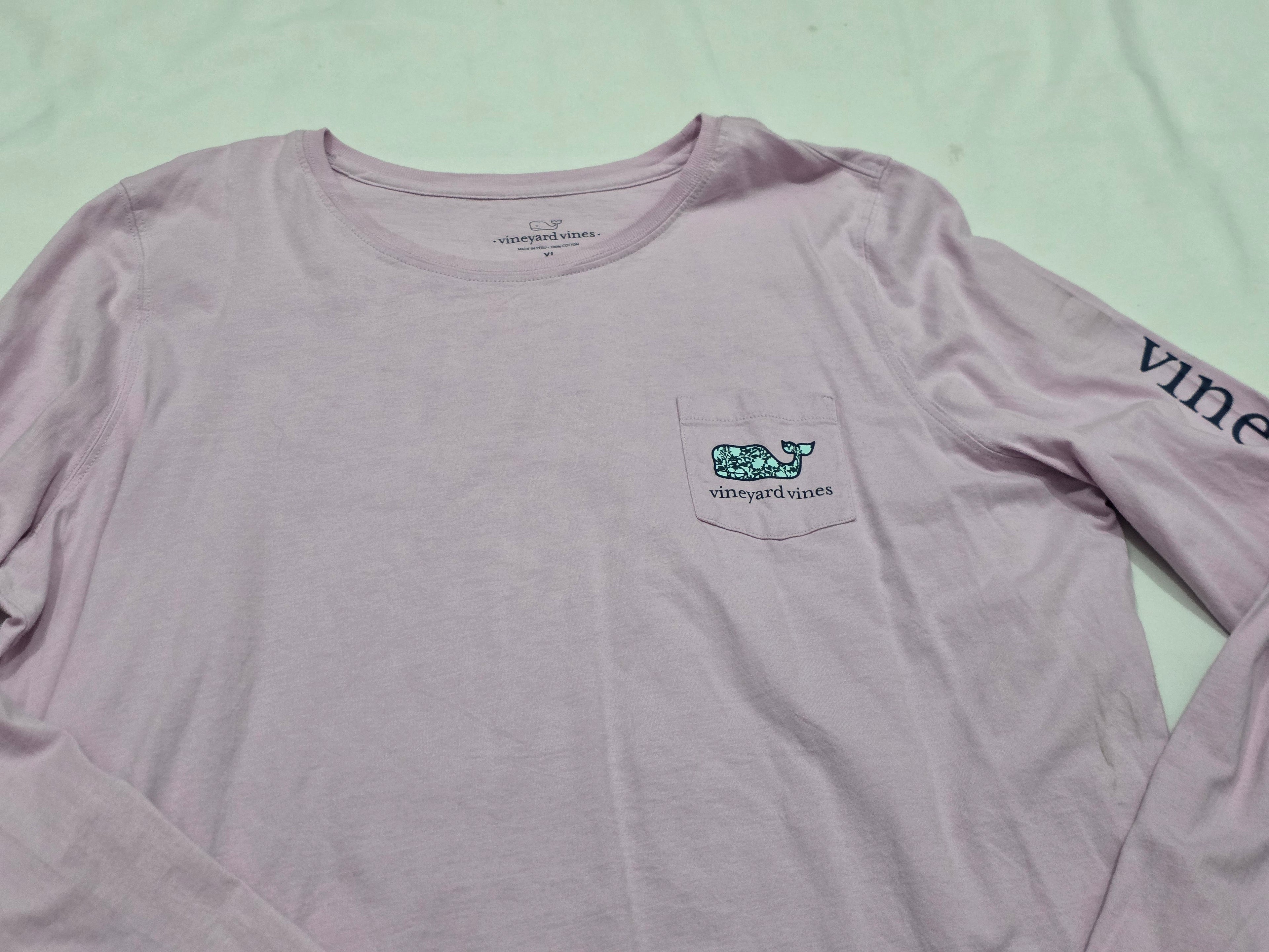 Playera Vineyardvines D Mujer Xgrande Rosa Claro Manga Larga