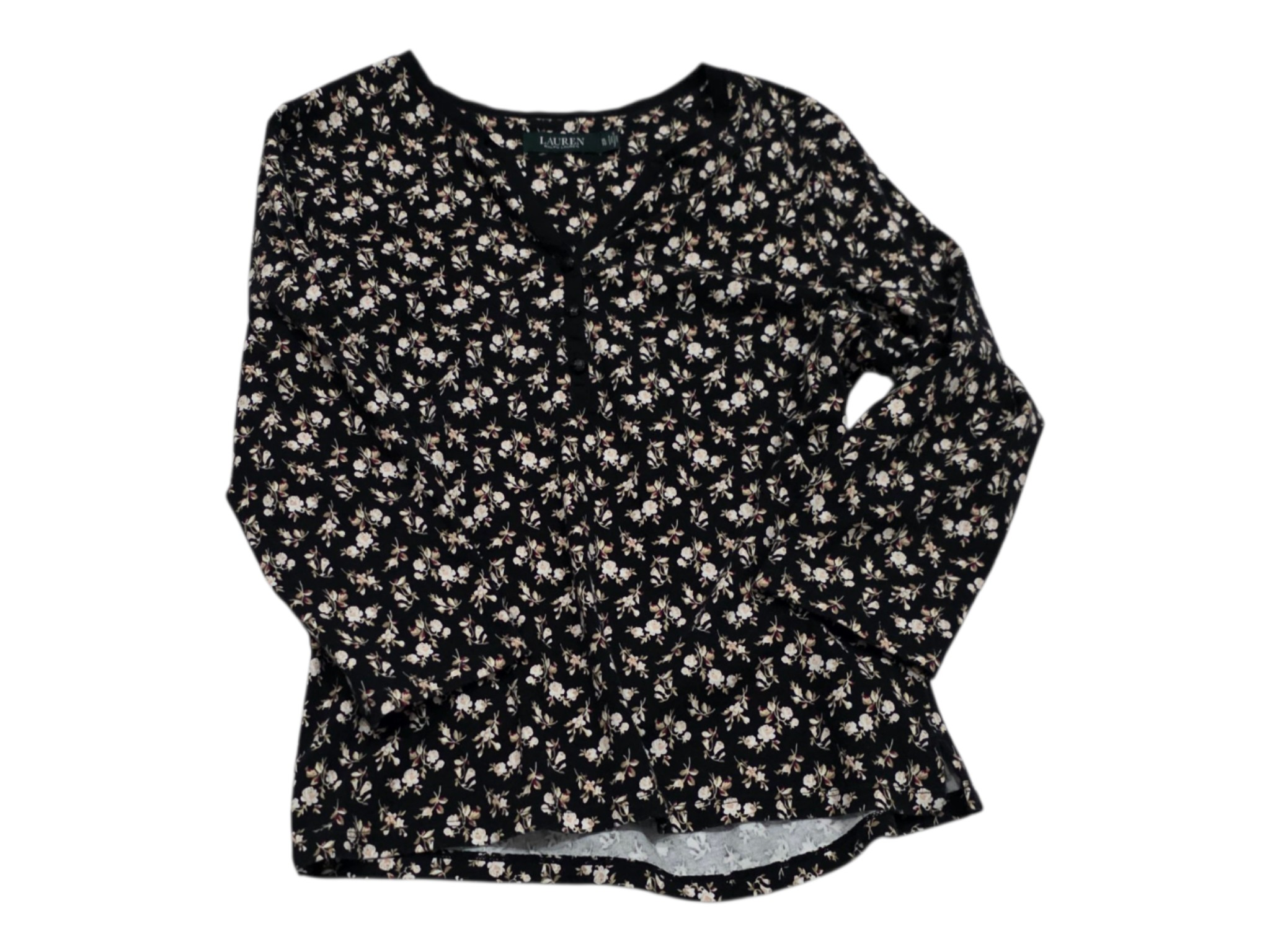 Blusa Ralph Lauren De Mujer Extra Grande Negra Floreada