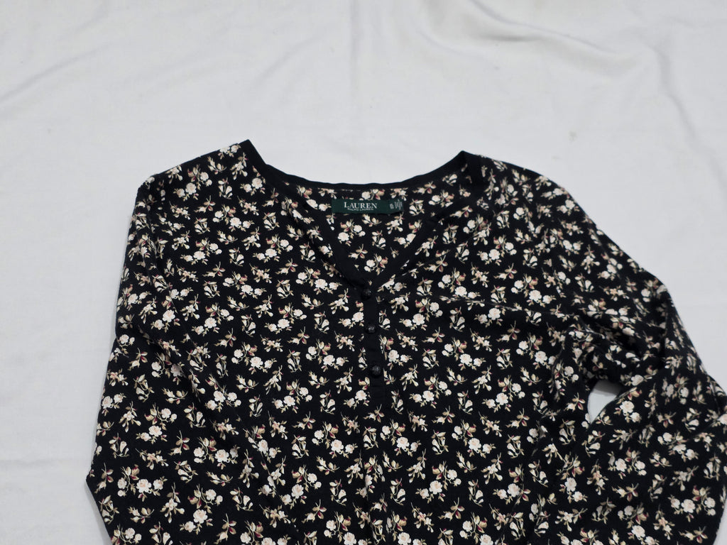 Blusa Ralph Lauren De Mujer Extra Grande Negra Floreada