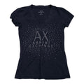 Playera Armani Exchange De Mujer Extra Chica Azul Con Brillo