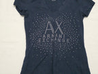 Playera Armani Exchange De Mujer Extra Chica Azul Con Brillo