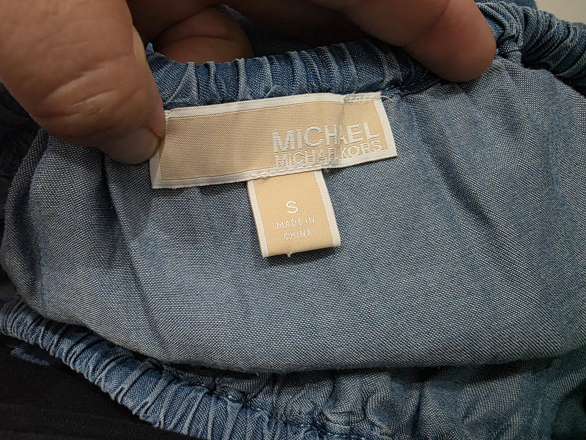 Blusa Michael Kors Off Shoulder De Mujer Chica Azul Acero