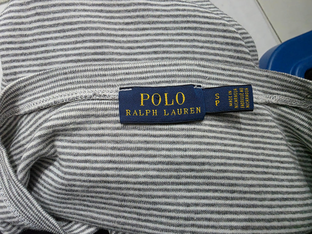Playera Polo Ralph Lauren Gris Rayada Poni Blanco Chica