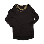 Blusa Michael Kors Cafe Con Cadenas Talla Chica Manga Larga