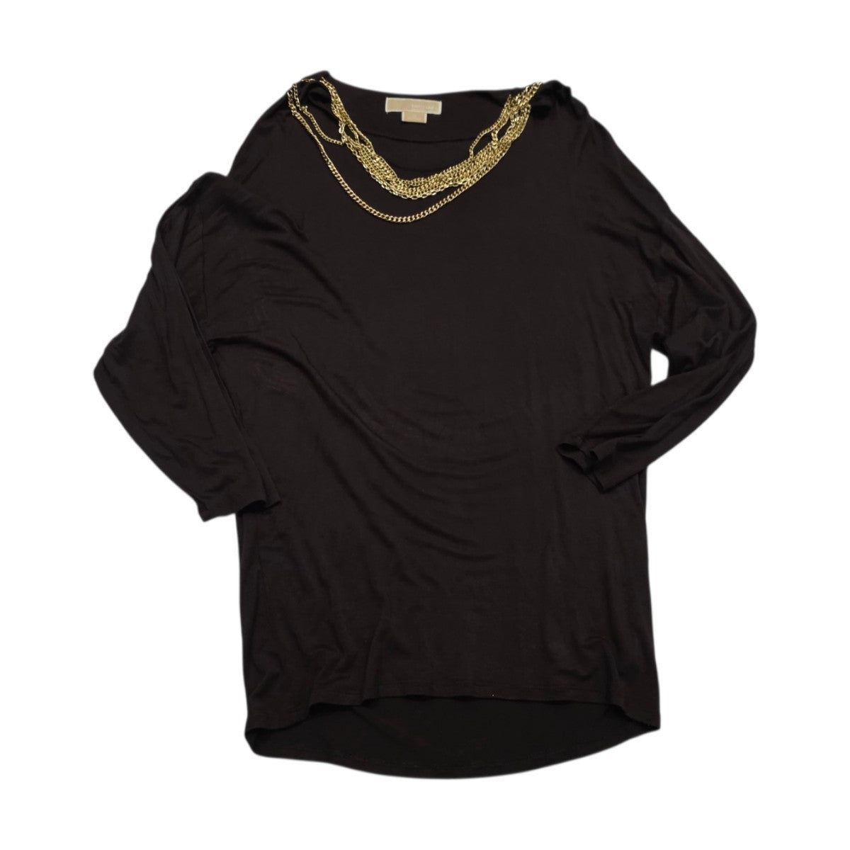 Blusa Michael Kors Cafe Con Cadenas Talla Chica Manga Larga