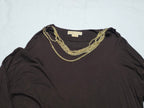 Blusa Michael Kors Cafe Con Cadenas Talla Chica Manga Larga