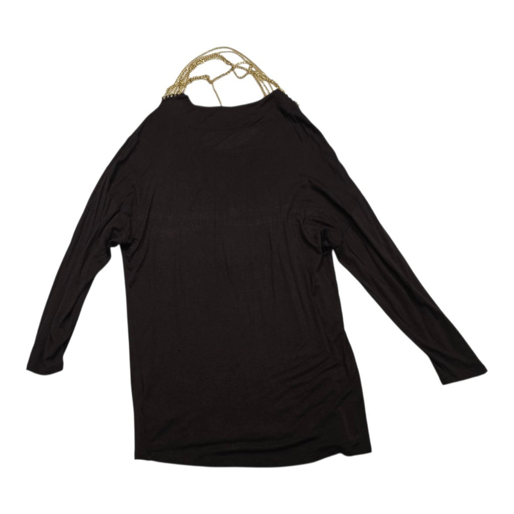 Blusa Michael Kors Cafe Con Cadenas Talla Chica Manga Larga