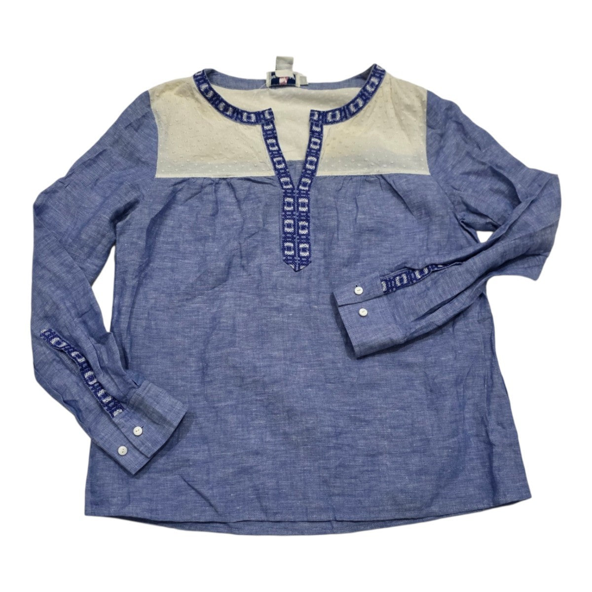 Blusa De Lino Vineyard Vines D Mujer Talla Chica Azul/blanco