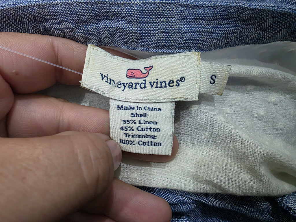 Blusa De Lino Vineyard Vines D Mujer Talla Chica Azul/blanco