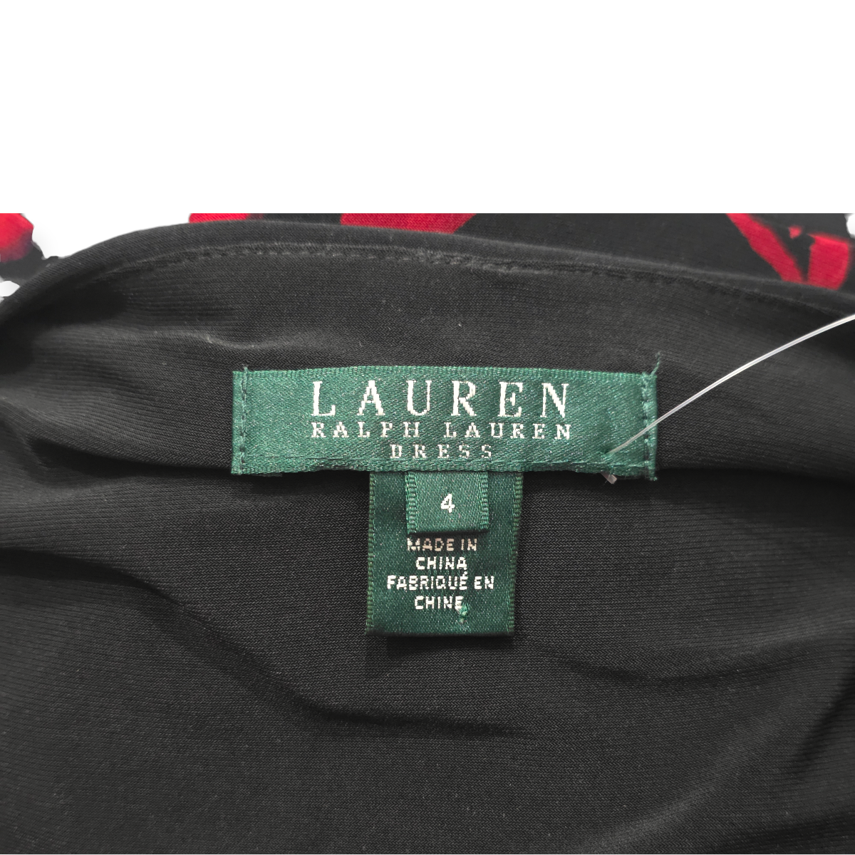 Vestido Ralph Lauren Talla 4 Negro Manga Larga Flores Rojas