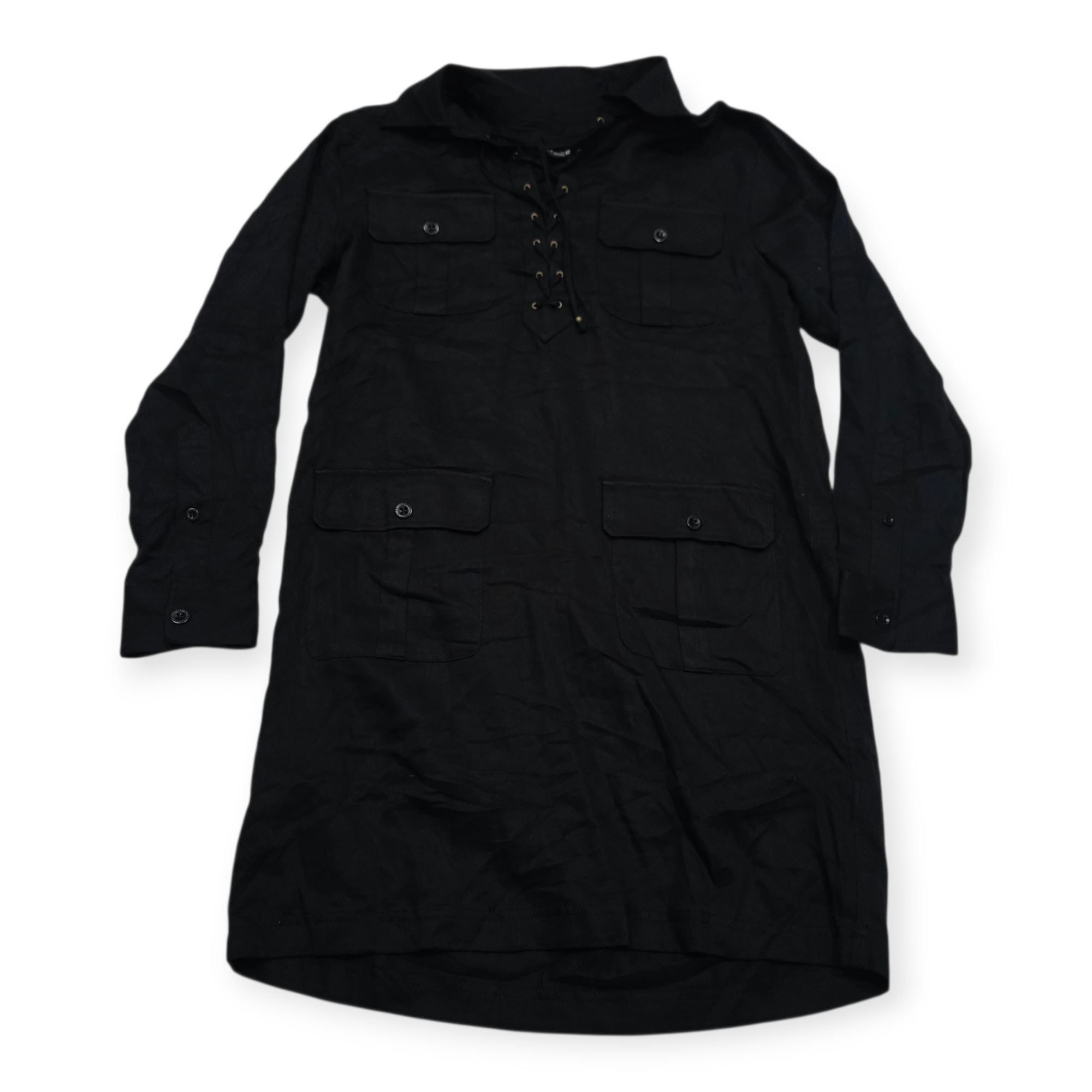 Vestido Camisero Negro Ralph Lauren 100% Lyocell Talla 10