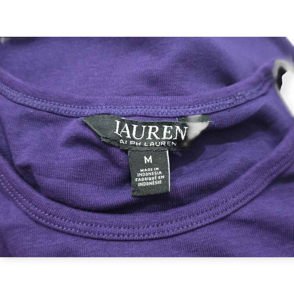 Playera Ralph Lauren Manga Larga Morado Con Detalles Negro