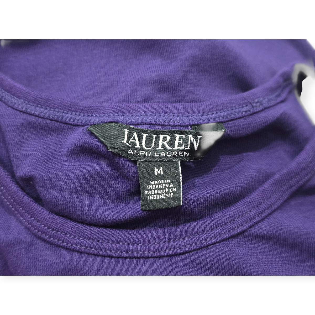 Playera Ralph Lauren Manga Larga Morado Con Detalles Negro