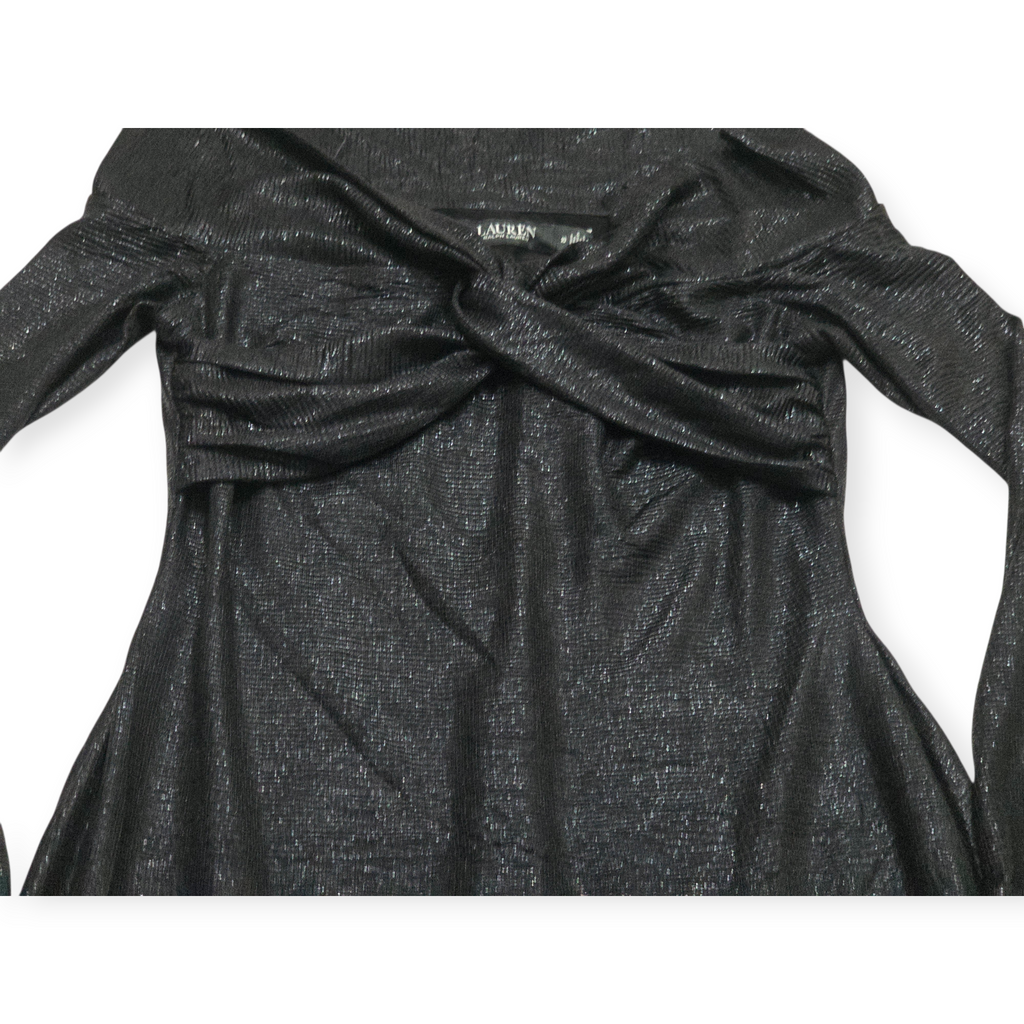 Vestido Lauren Ralph Lauren Negro Brillante Talla 10