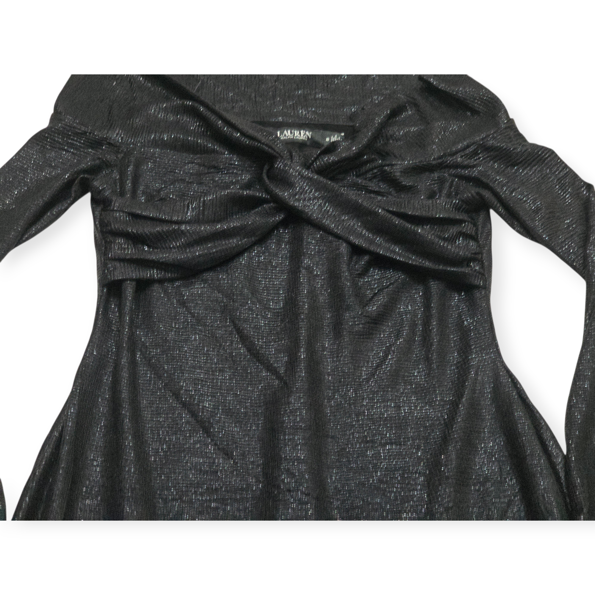 Vestido Lauren Ralph Lauren Negro Brillante Talla 10