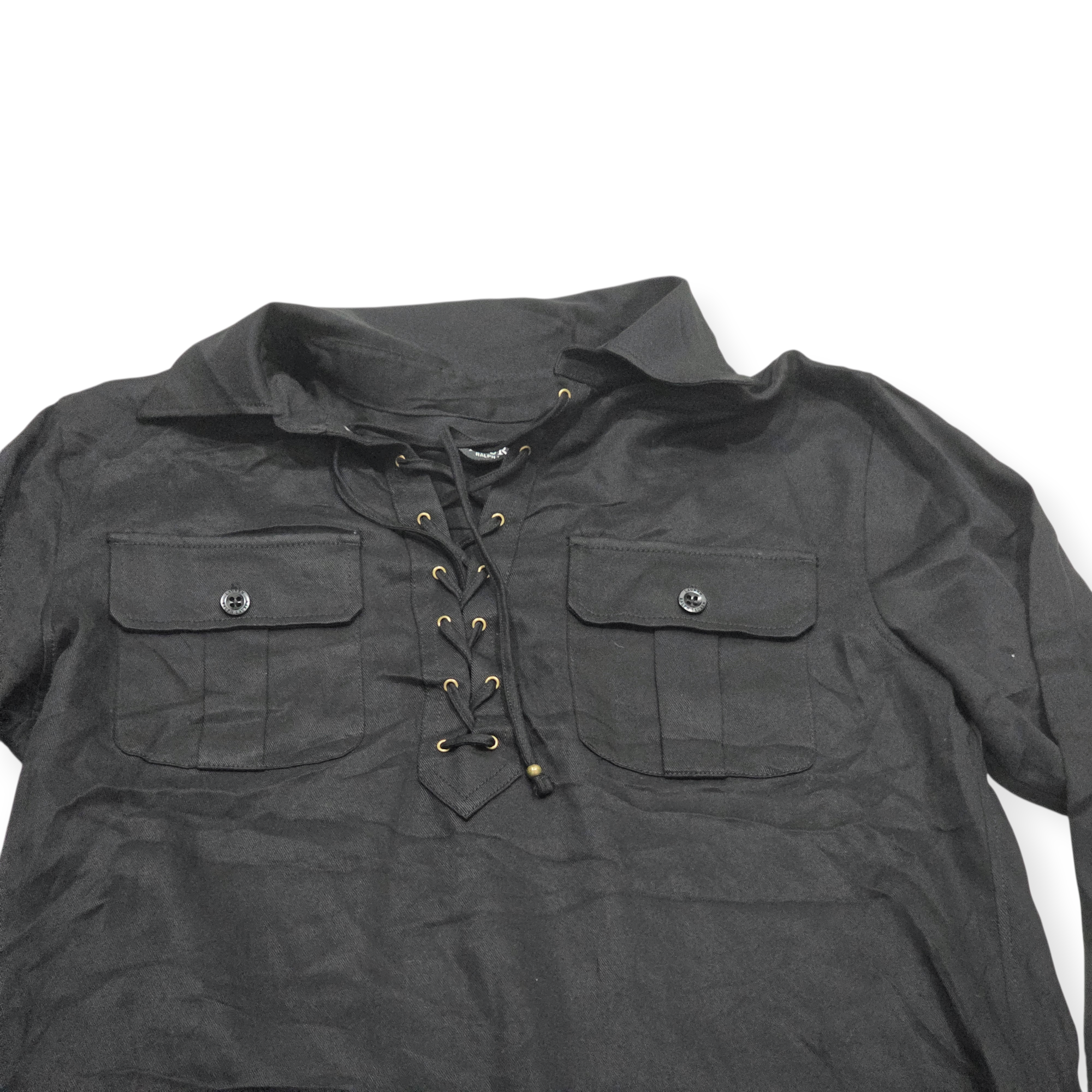 Vestido Camisero Negro Ralph Lauren 100% Lyocell Talla 10