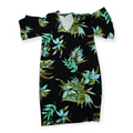 Vestido Ralph Lauren Manga Amplia Chico S Negro Con Plantas