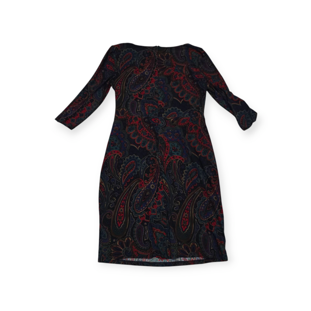 Vestido Manga Larga Ralph Lauren Talla 12 Verde Con Rojo
