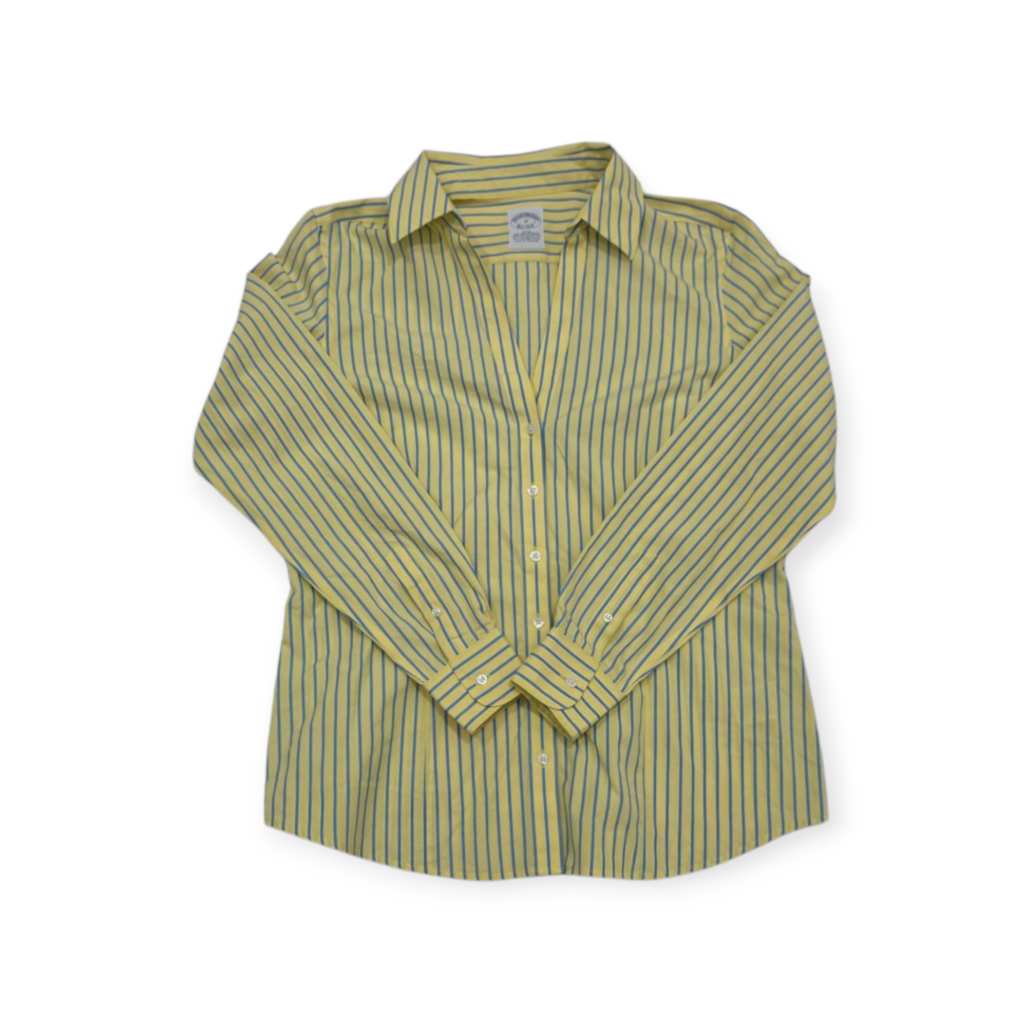 Camisa Brooks Brothers Talla 10 Amarilla Con Lineas Azules