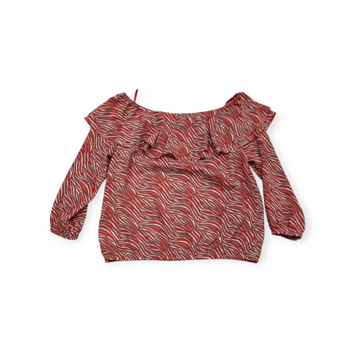 Blusa Michael Kors Talla 1x Coral Con Lineas Blancas