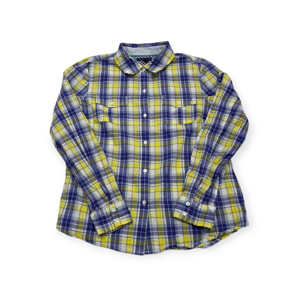 Camisa Tommy Hilfiger Grande L Amarillo C/ Azul Cuadricul