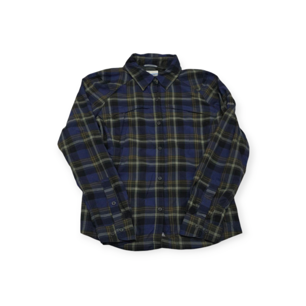 Camisa Columbia Sunprotection Mediana M Cuadros Azul C/verde