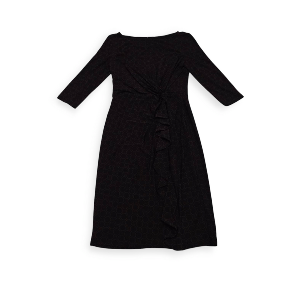 Vestido Ralph Lauren Talla 4 Negro Manga 3/4 C/ Figuras Vino