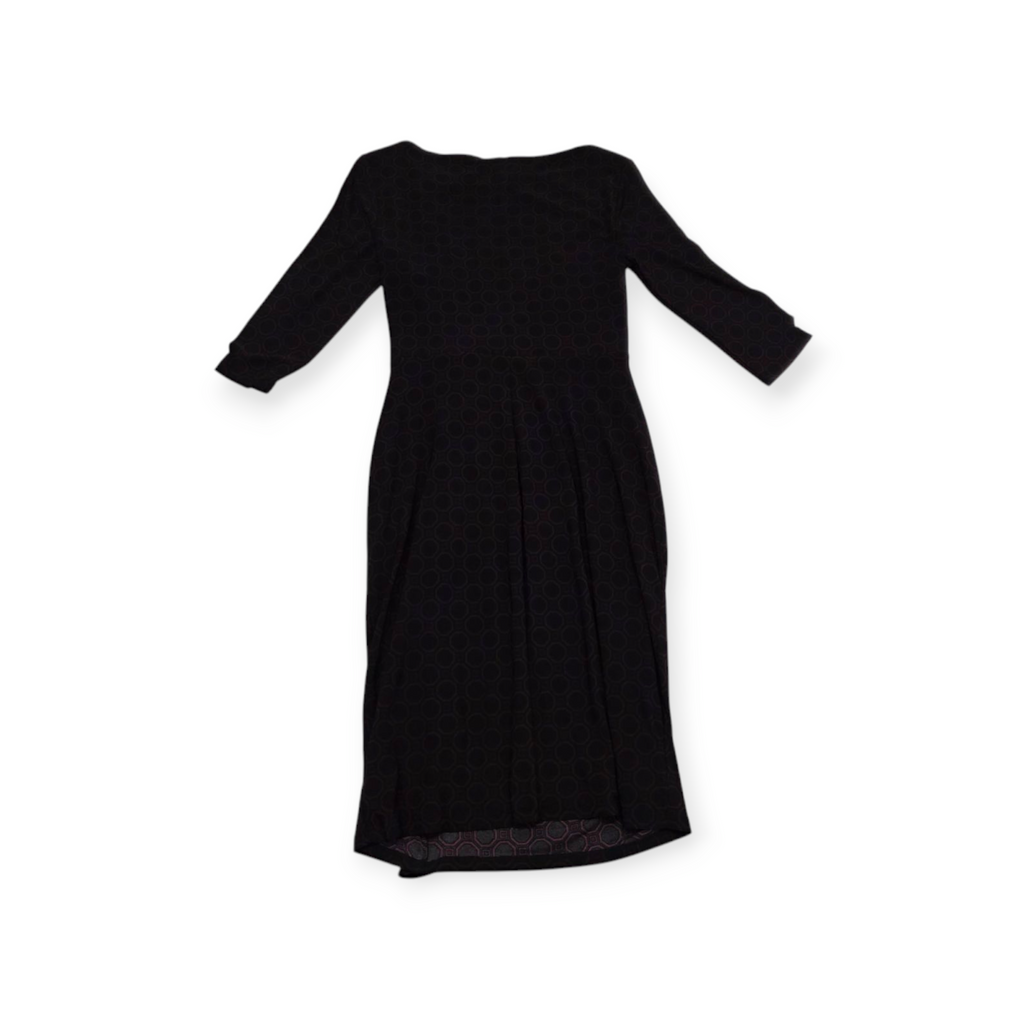 Vestido Ralph Lauren Talla 4 Negro Manga 3/4 C/ Figuras Vino