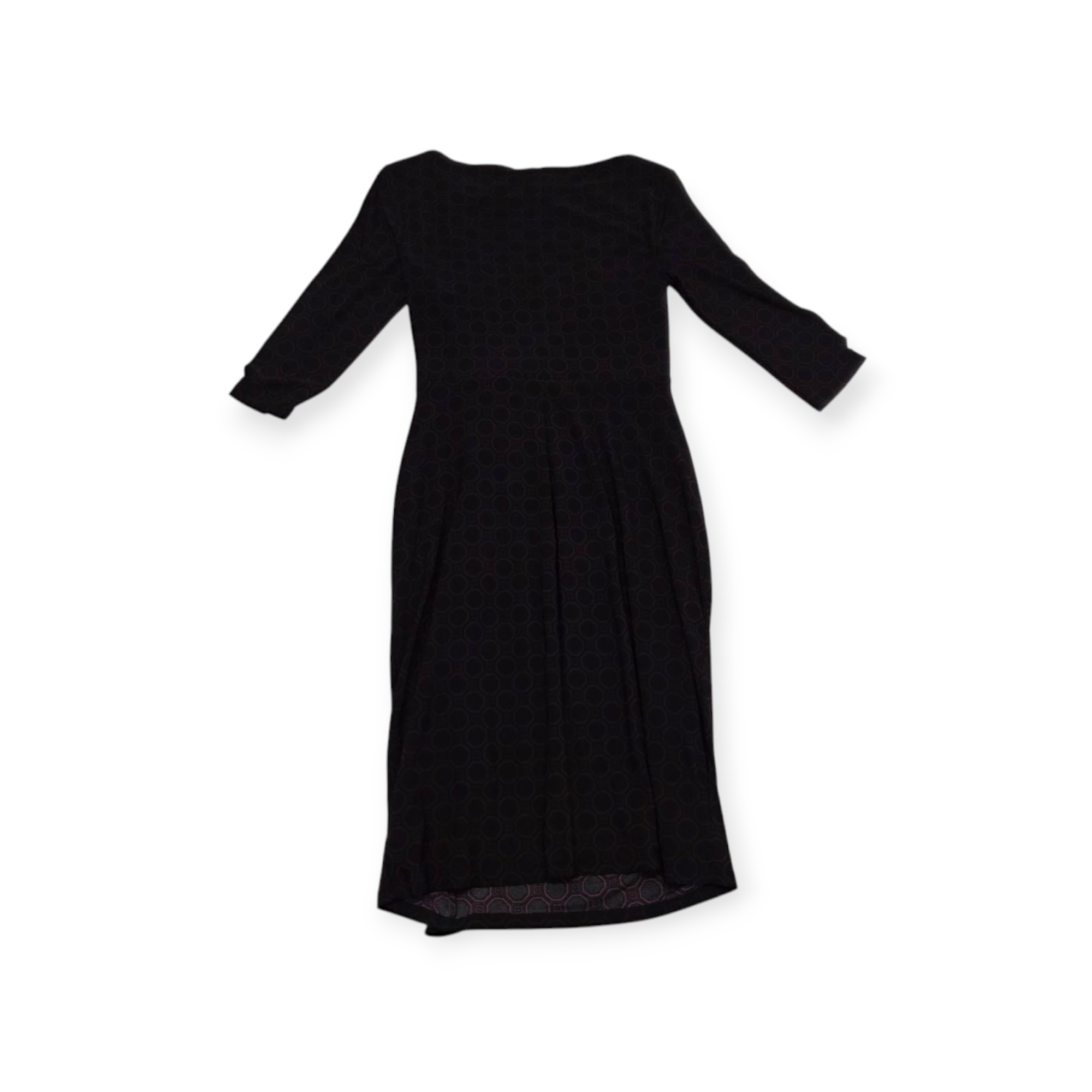Vestido Ralph Lauren Talla 4 Negro Manga 3/4 C/ Figuras Vino