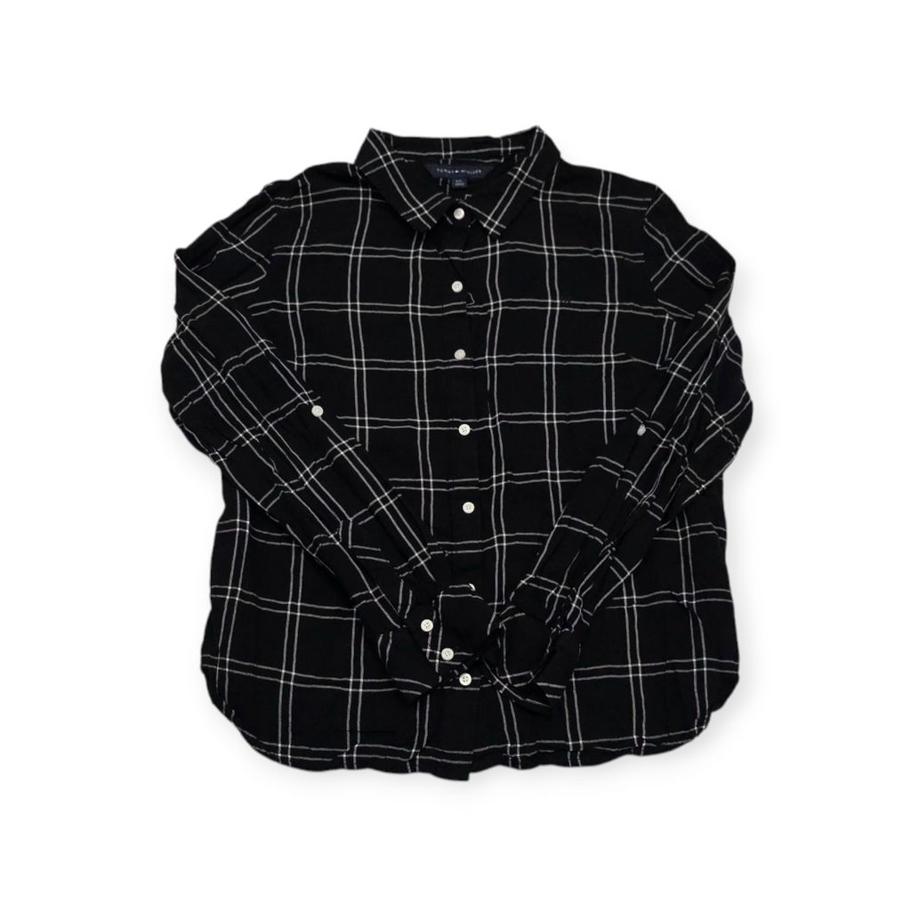 Camisa Tommy Hilfiger Grande L Negro Con Cuadros Blancos