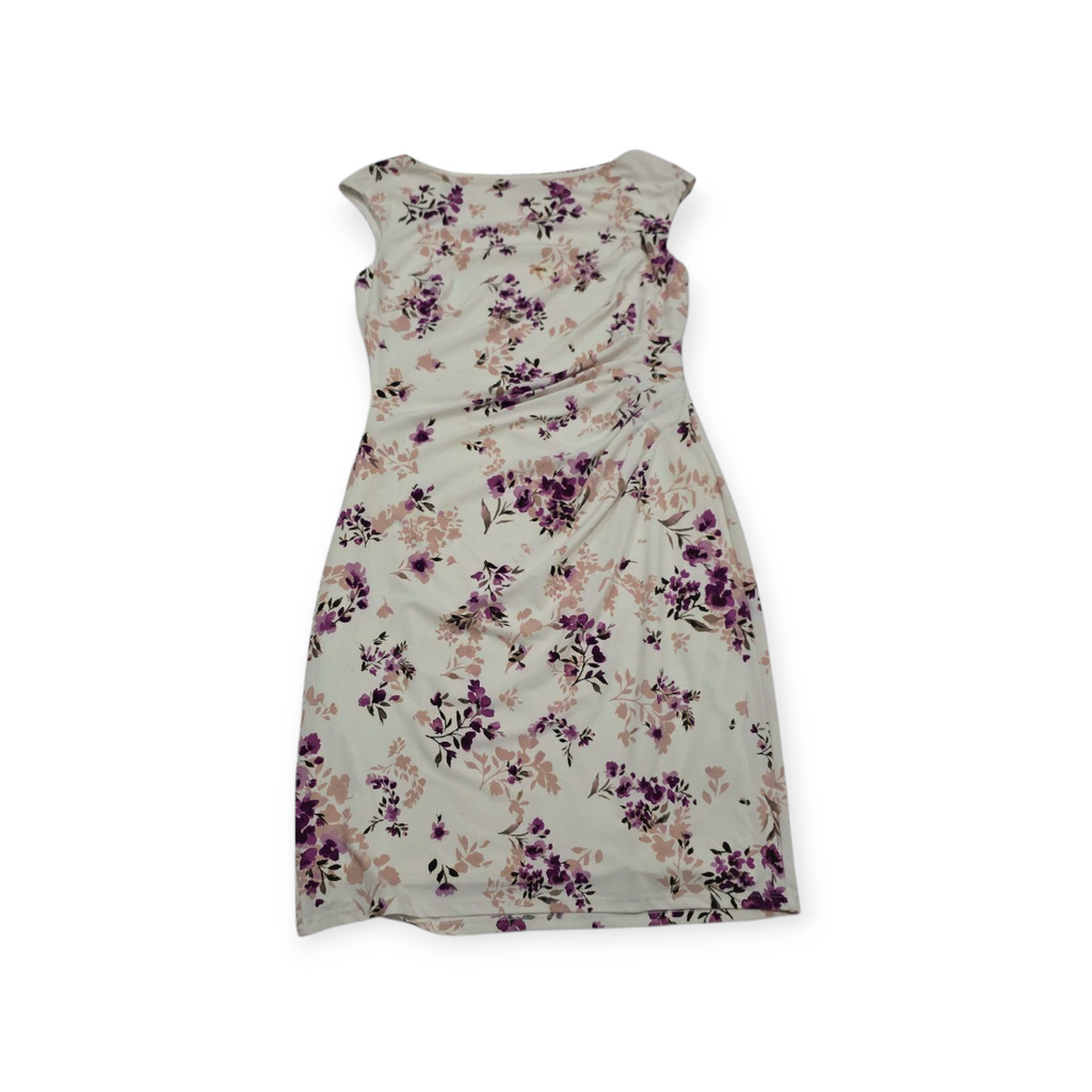 Vestido Ralph Lauren Talla 12 Color Perla Con Flores Violeta