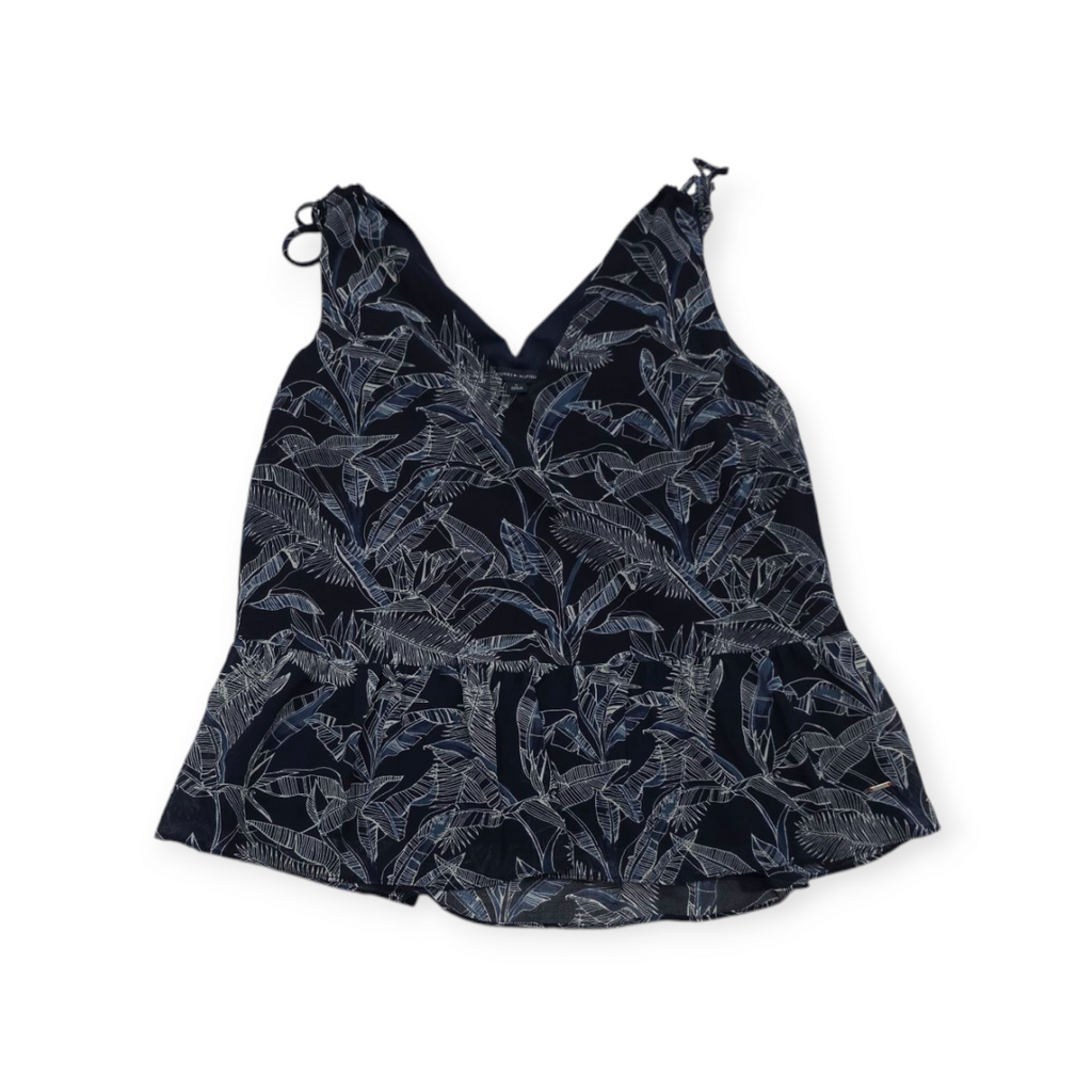Blusa Tommy Hilfiger Mediana M S/mangas Azul Oscuro C/ Hojas