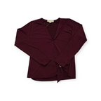 Blusa Michael Kors Mediana M Escotada Color Vino Manga Larga