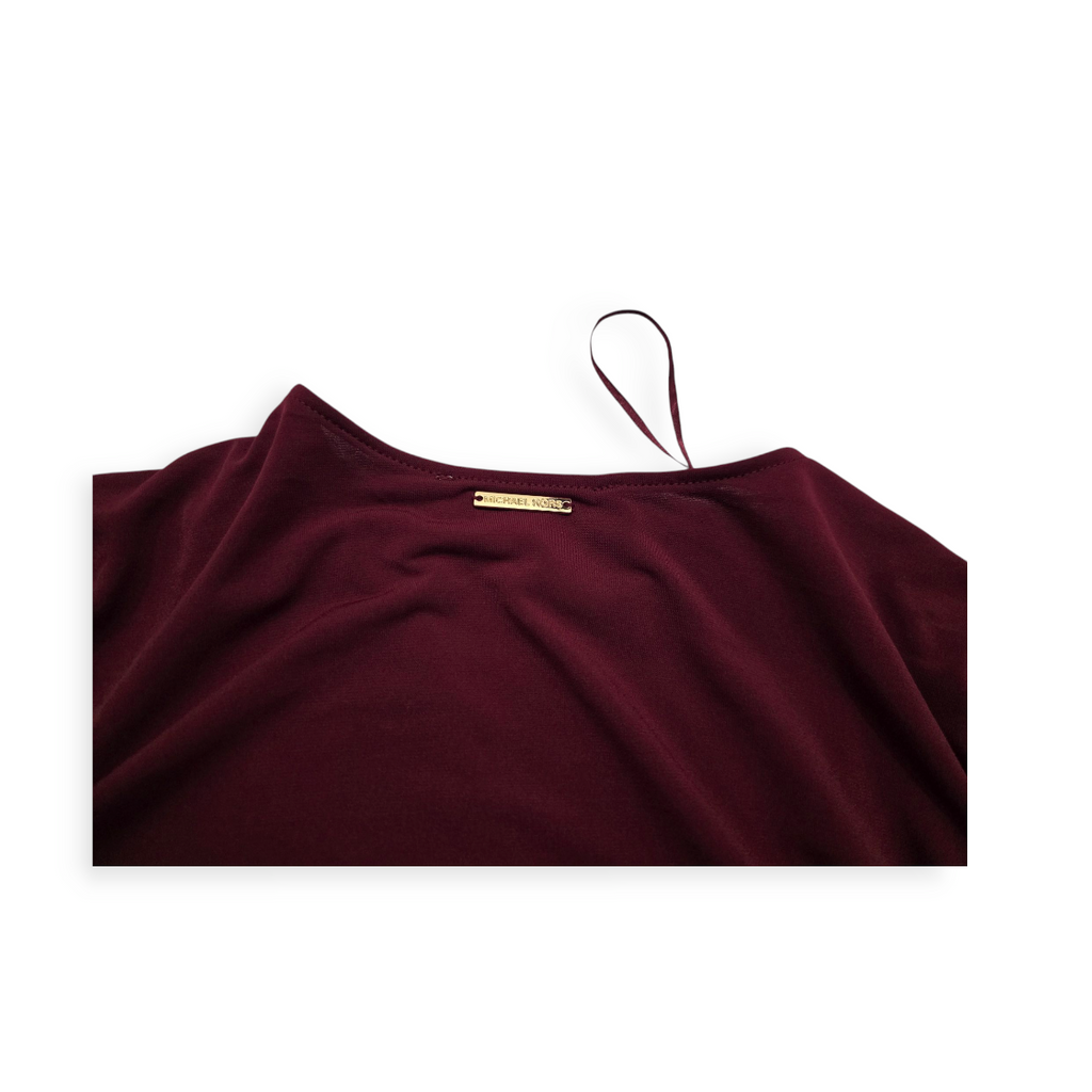 Blusa Michael Kors Mediana M Escotada Color Vino Manga Larga