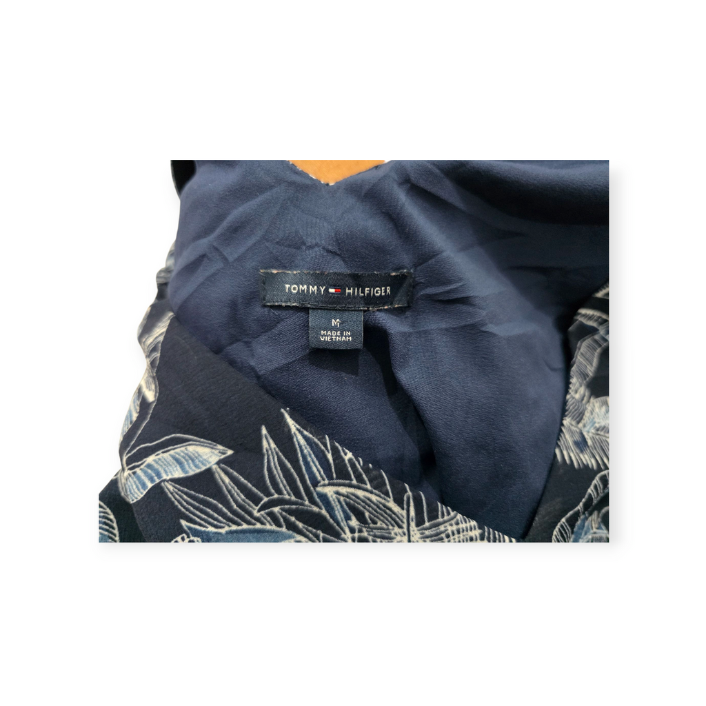 Blusa Tommy Hilfiger Mediana M S/mangas Azul Oscuro C/ Hojas