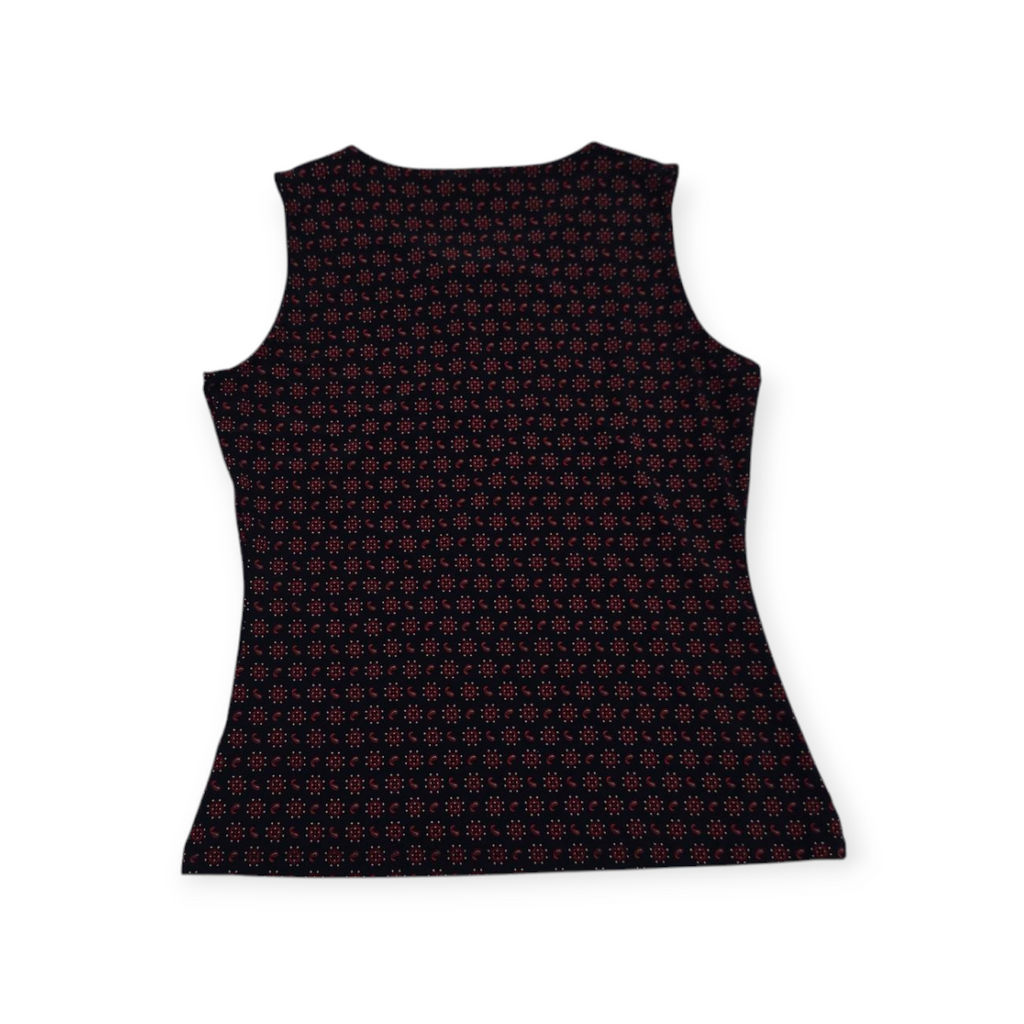 Blusa Tommy Hilfiger Mediana M Sin Mangas Roja Con Negro
