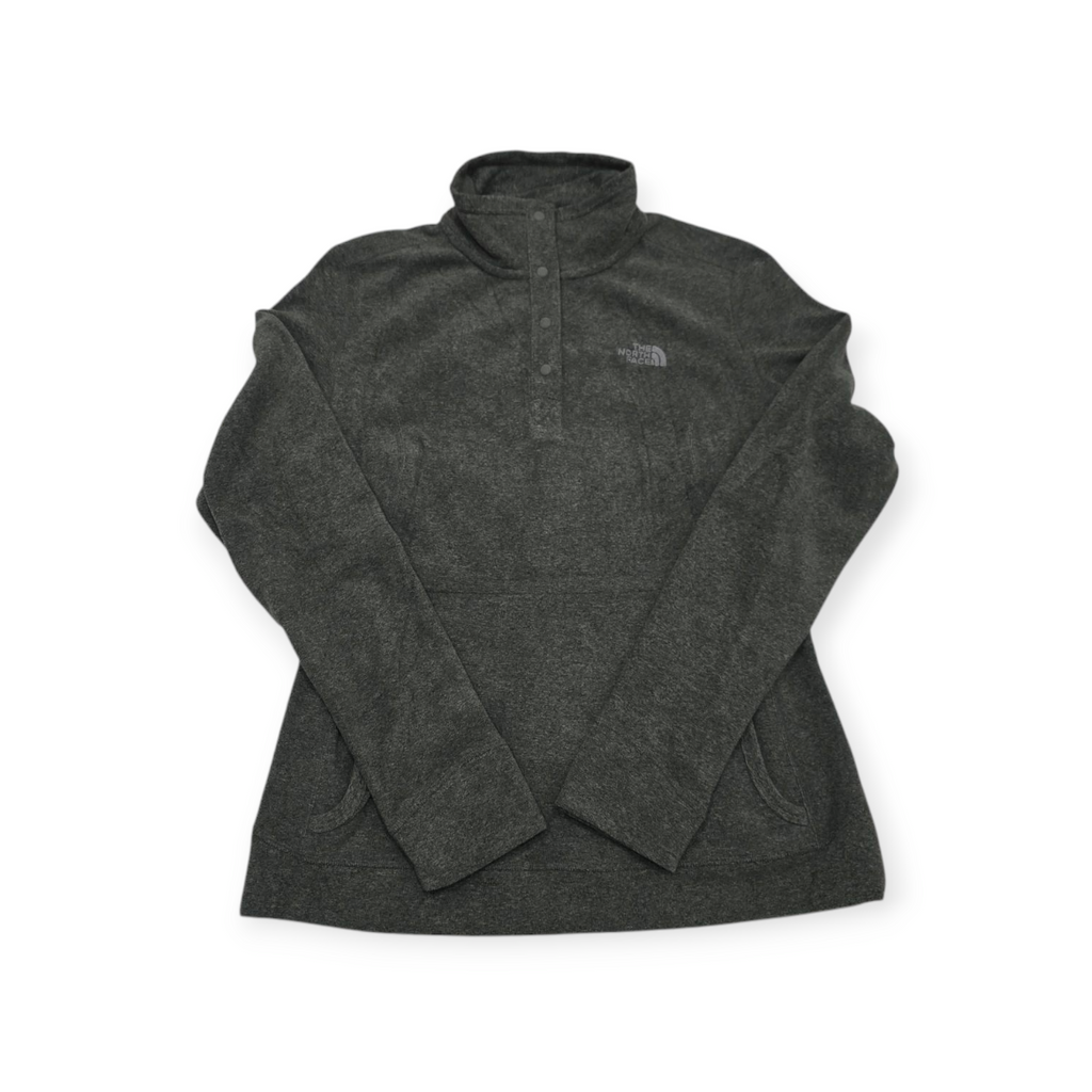 Chamarra The North Face Gris Cuello Alto Con Bolsa D Kanguro