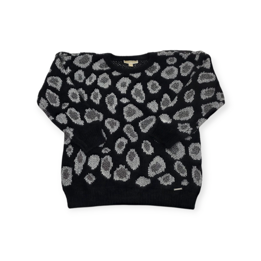 Sueter Michael Kors Grande L Animal Print Negro Con Gris