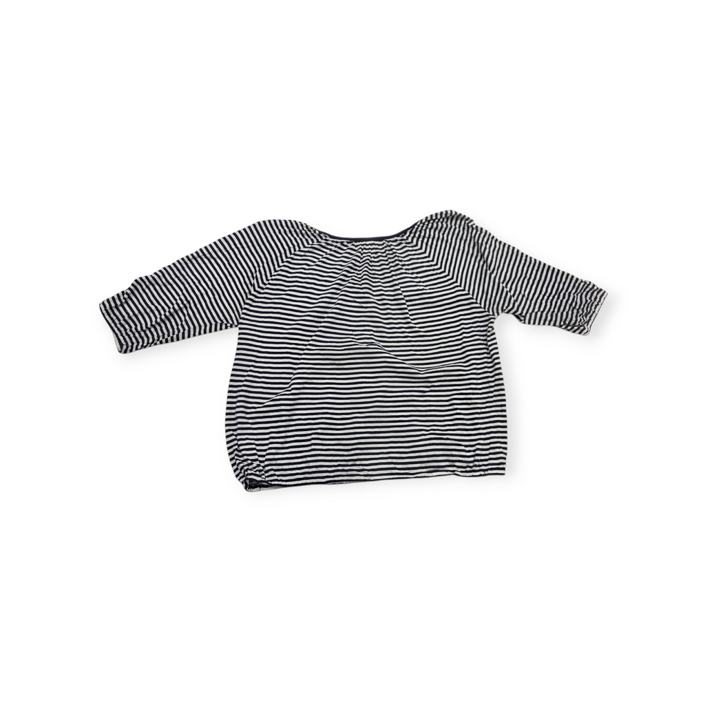 Blusa Michael Kors 2x Blanca Con Lineas Azules Manga 3/4