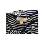Blusa Michael Kors 2x Blanca Con Lineas Azules Manga 3/4