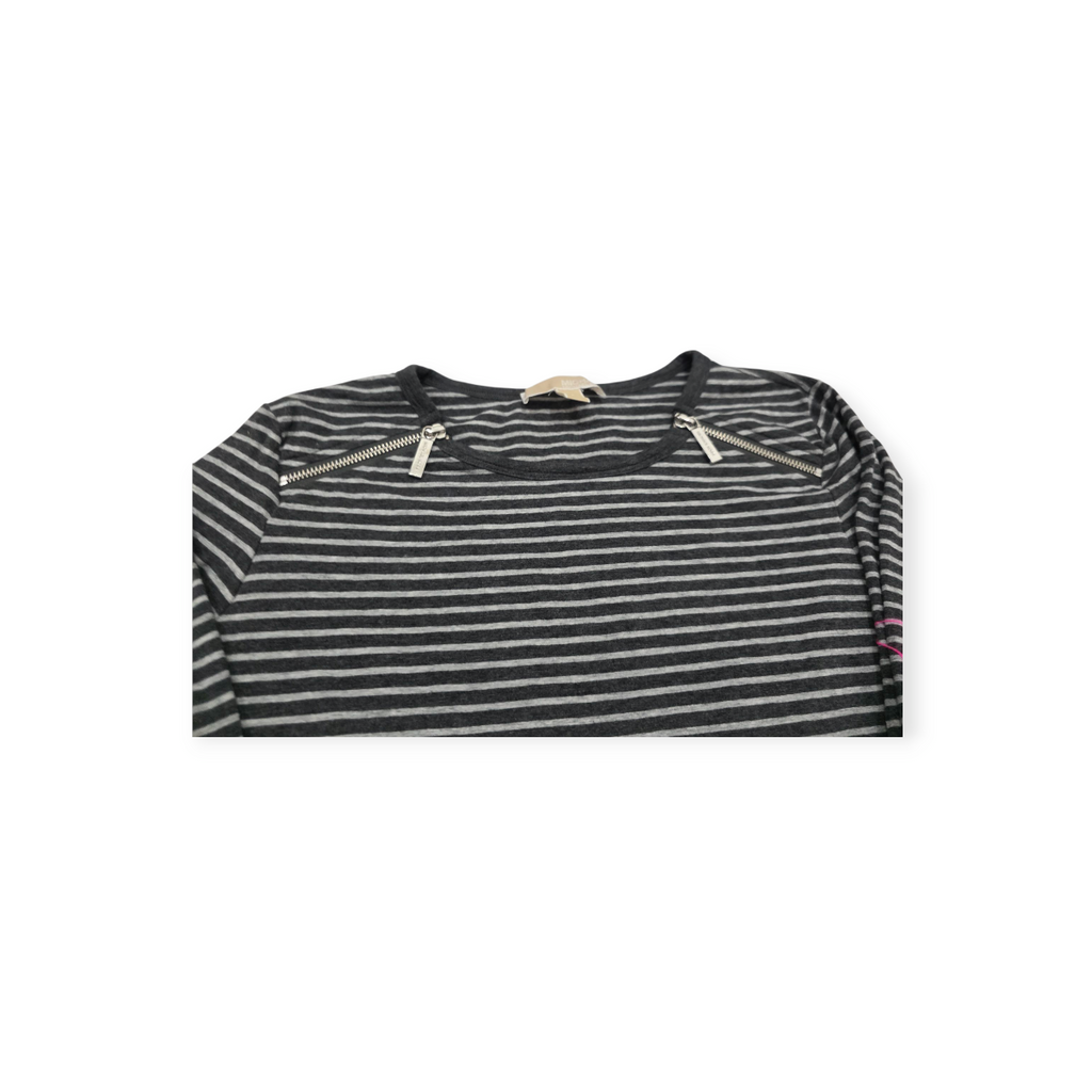 Playera Michael Kors Mediana M Gris Rayada Con Cierre