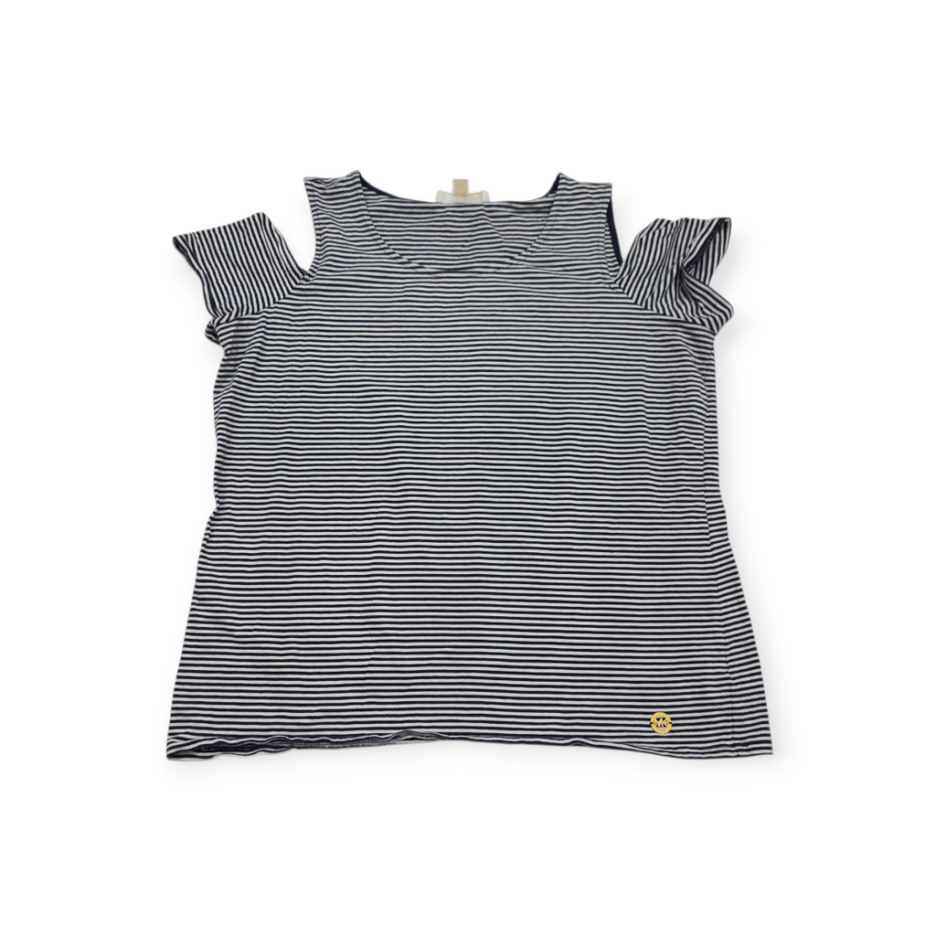 Blusa Michael Kors Xl Rayada Azul/blanco Hombro Descubierto