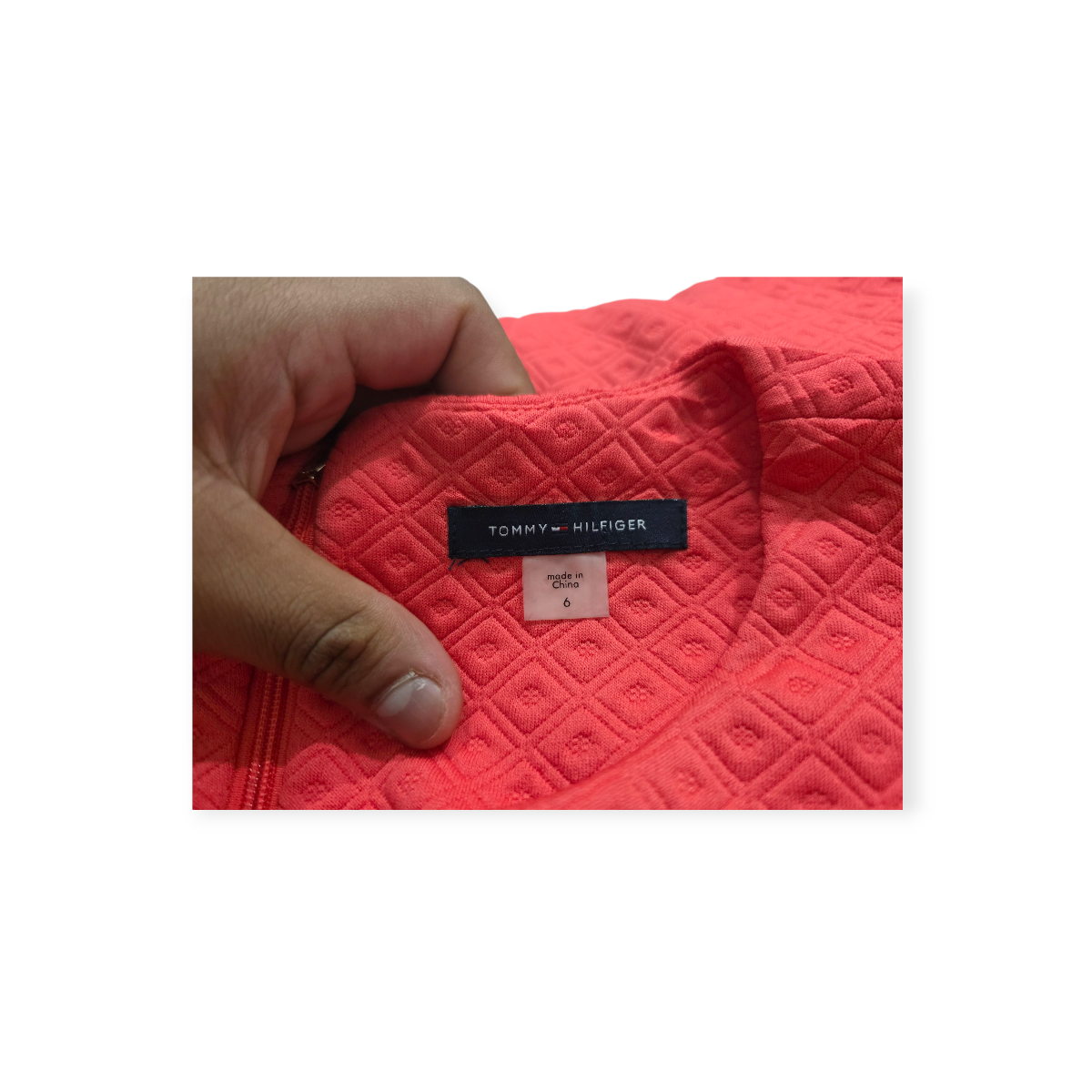 Vestido Tommy Hilfiger Talla 6 Color Coral Sin Mangas