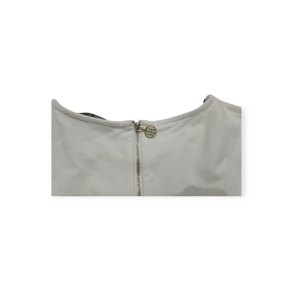 Vestido Tommy Hilfiger Sin Mangas Color Blanco Con Rojo