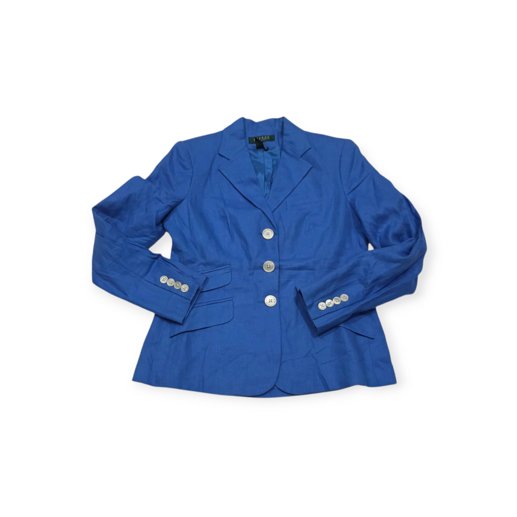 Blazer Ralph Lauren Azul Celeste Talla 2 Petite De Lino