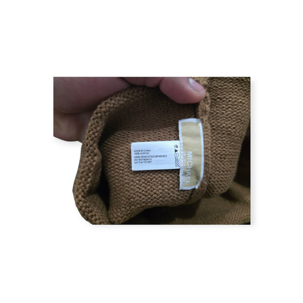 Set De Bufanda Y Gorro Michael Kors Cafe Con Brillos Marrón Claro Unitalla