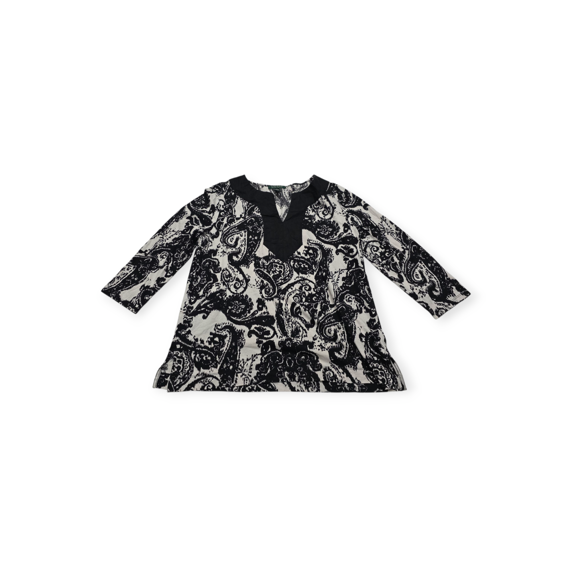 Blusa Ralph Lauren Xgrande Xl Blanco Con Figuras Manga 3/4