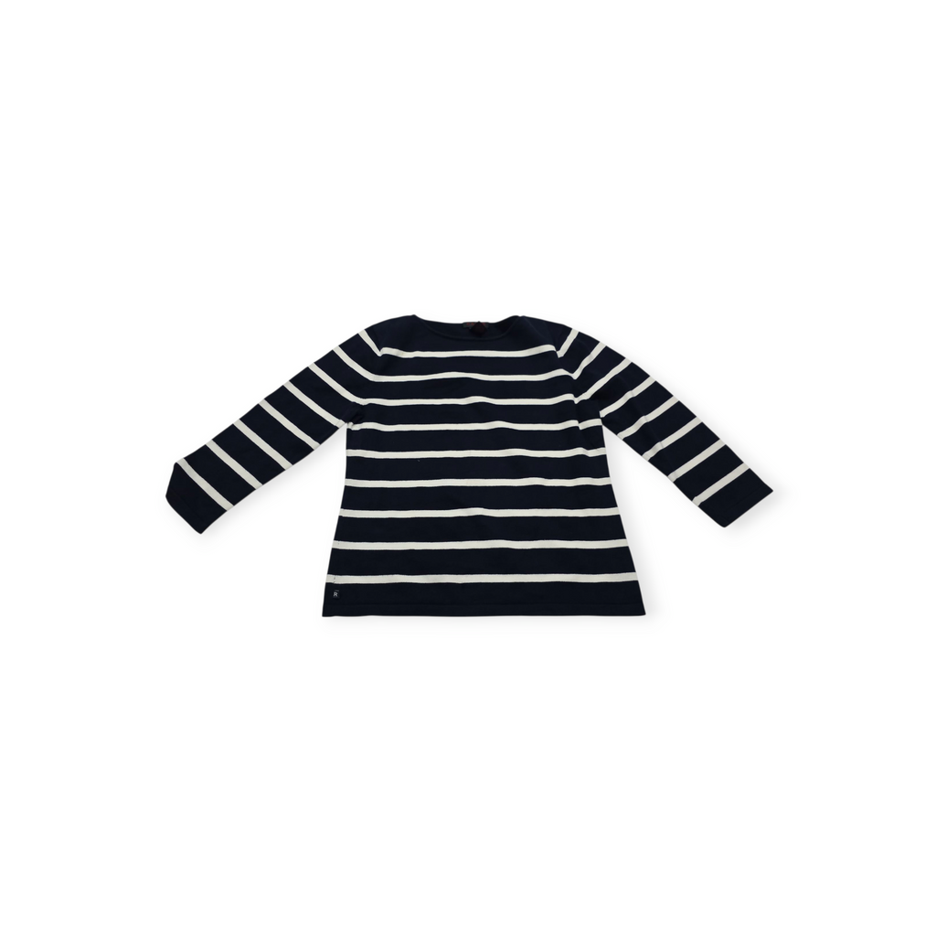 Blusa Ralph Lauren L Azul Marino Manga Larga Lineas Blancas
