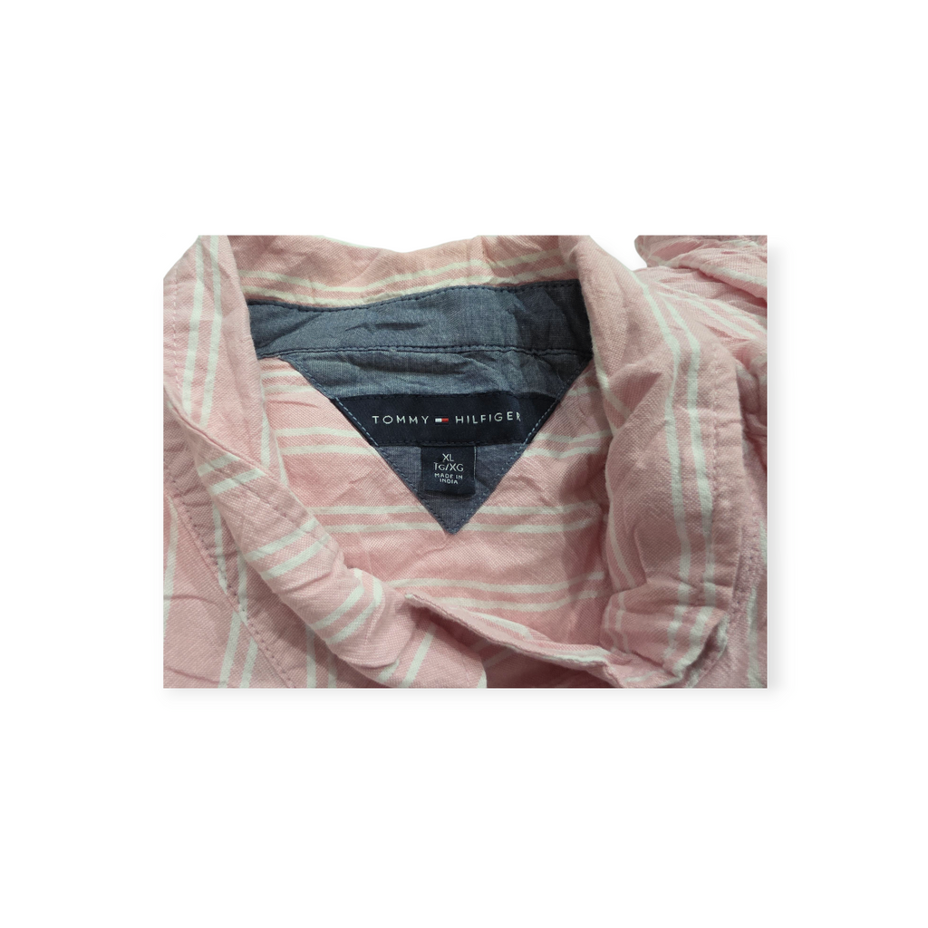 Camisa Tommy Hilfiger Xgrande Xl Rosa Rayada Extra Grande